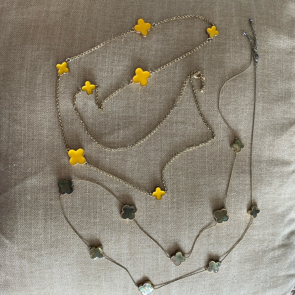 Yellow And Green Clover Necklace Set - Chain Women's Jewelry